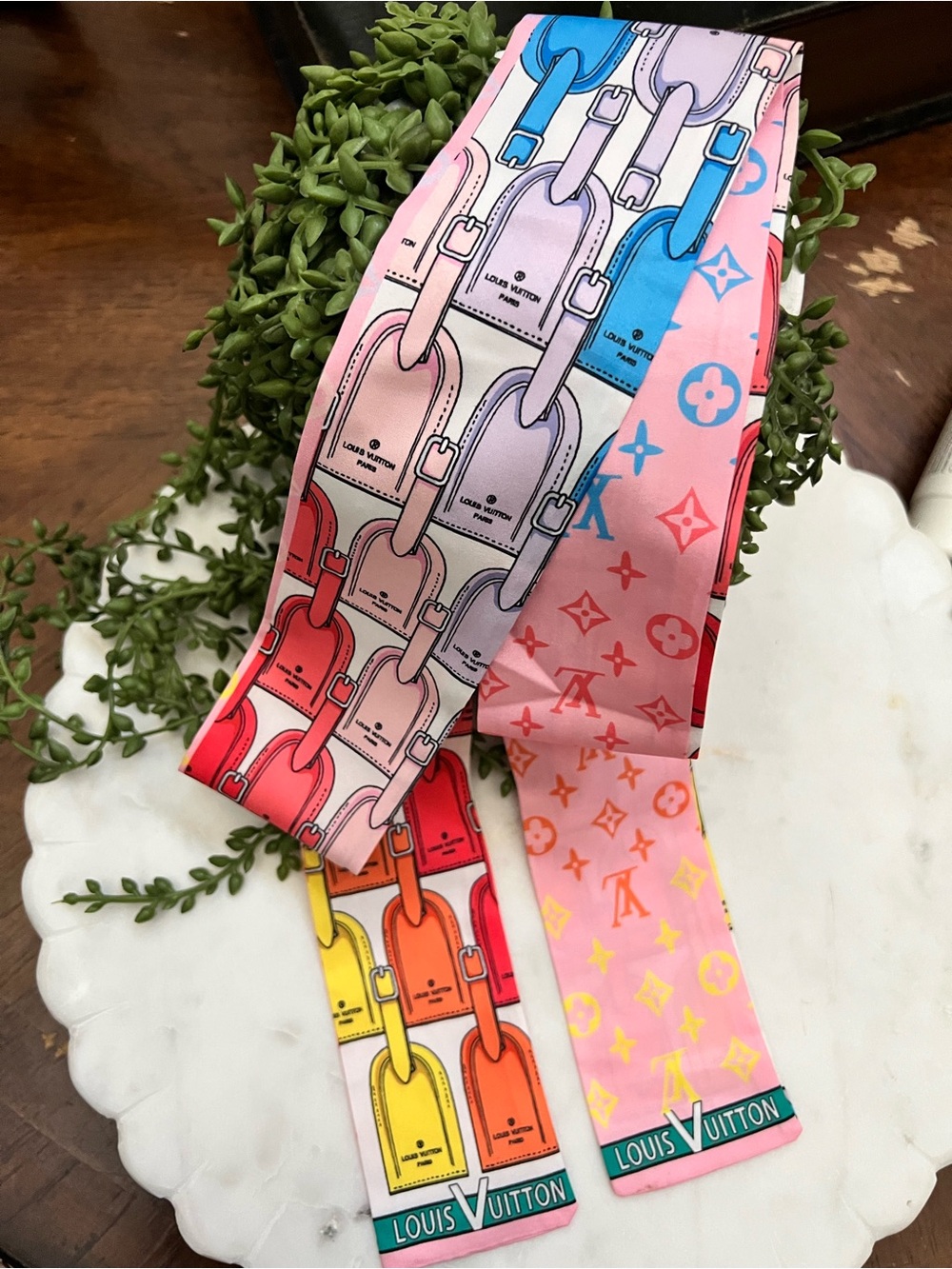 Louis Vuitton Multicolor Scarf Twilly - Pink/Blue/Yellow